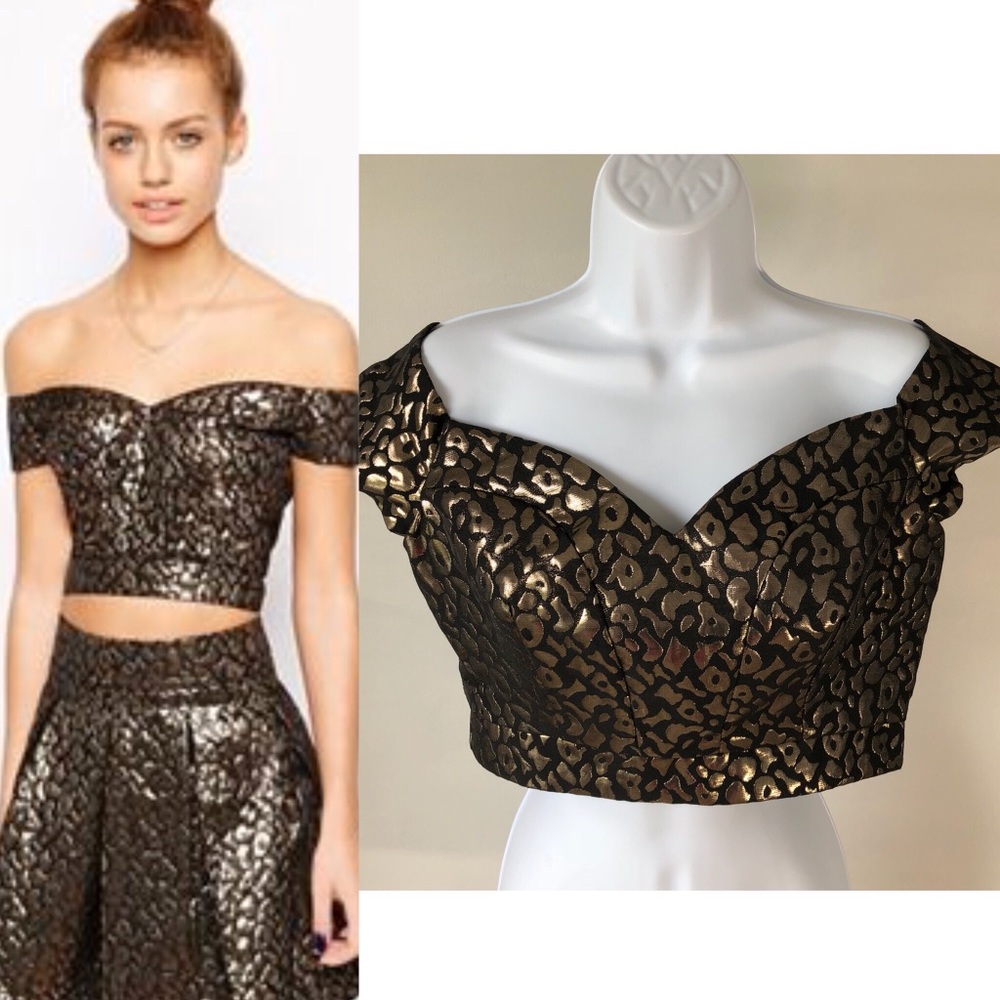 80’s Style Party Crop Top Cheetah Print Sz 6
